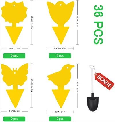 36 Adet Meyve Sineği, Beyaz Sinek, Mantar Sivrisinek, Sivrisinek Ve Böcek için Yapışkan Tuzak, İç/Dış Mekan/Mutfak İçin Sarı Yapışkan Böcek Yakalayıcı Tuzak, Son Derece Yapışkan Sinek Tuzağı, Toksik Olmayan, 4 Şekil